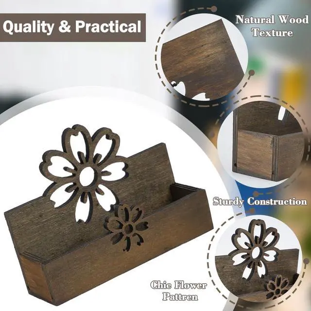 Alt view image 4 of 7 - 2Pcs Flower Business Card Holder for Desk, Wood Business Card Display Stand, Wooden Name Cards Holder, Desktop Card Organizer Storage Rack for Office, Home Counter (5.1x3.5 inch)