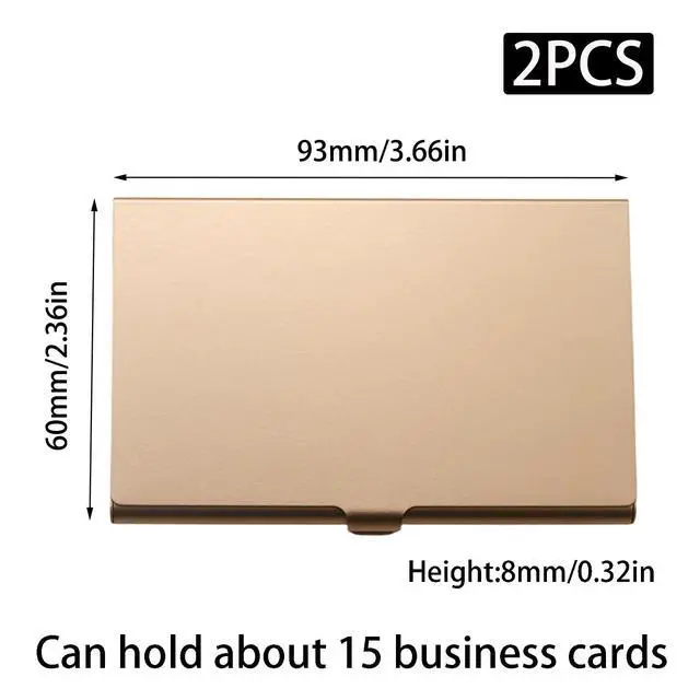 Alt view image 2 of 5 - 2 Pack Pink and Gold Metal Business Card Holder Case, Flip Cover Credit Business Card Holder, Purse Name Card Holders with Buckle-Lock
