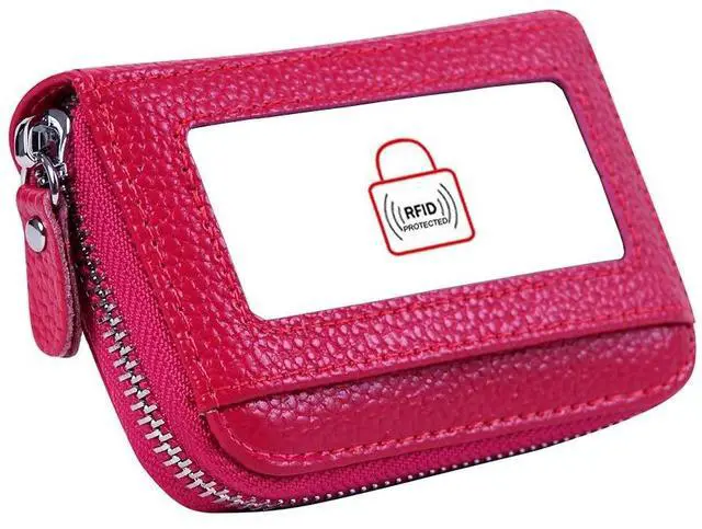 Main image of Women's RFID Blocking 12 Slots Credit Card Holder Leather Accordion Wallet,rose