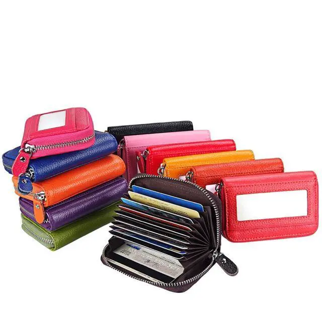 Alt view image 7 of 7 - Women's RFID Blocking 12 Slots Credit Card Holder Leather Accordion Wallet,rose