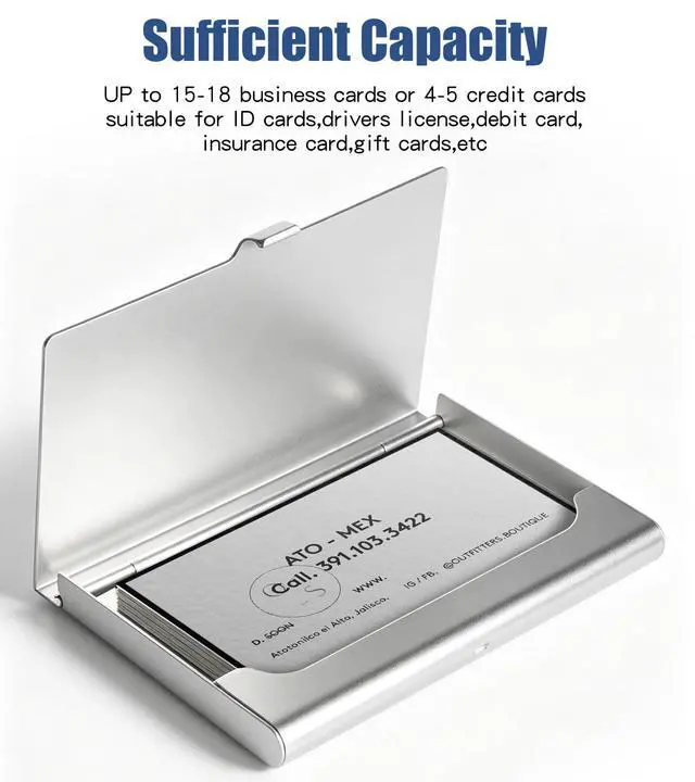 Alt view image 2 of 6 - Bling Slim Metal Card HolderGlitter Business Card holder for Women, Professional Purse Name Card Holder Pocket Metal Case, Buckle Style Shut