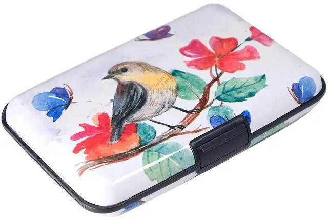 Alt view image 3 of 6 - Credit Card Holder for Women Men RFID Blocking Wallet Small Business Metal Slim Mini Aluminum Hard Case for Women Men -Bird
