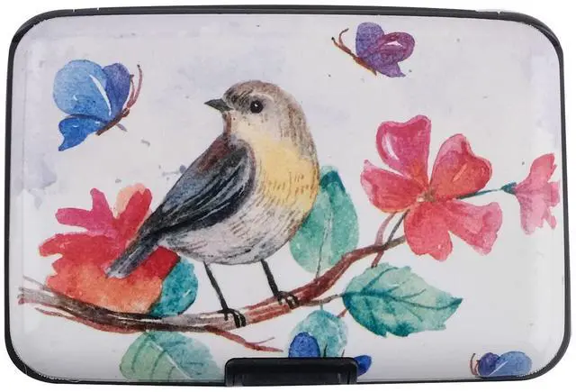 Alt view image 2 of 6 - Credit Card Holder for Women Men RFID Blocking Wallet Small Business Metal Slim Mini Aluminum Hard Case for Women Men -Bird