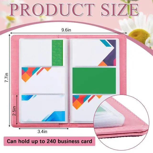 Alt view image 2 of 7 - Bling Business Card Holder with Rhinestone, 240 Capacity Business Credit Cards Organizer for Men Women PU Leather File Storage Booklet(Pink)
