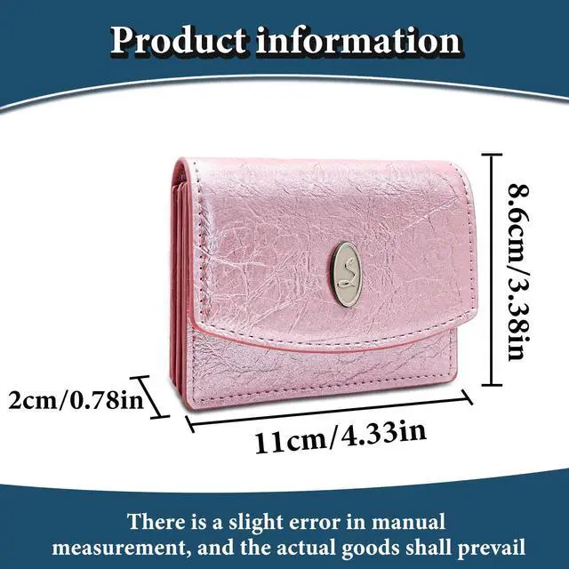 Alt view image 6 of 6 - Credit Card Holder for Women, PU Leather Card Holder Wallet Credit Card Organizer, Personalized Credit Card Wallet Credit Card Case with Magnetic Button (pink)