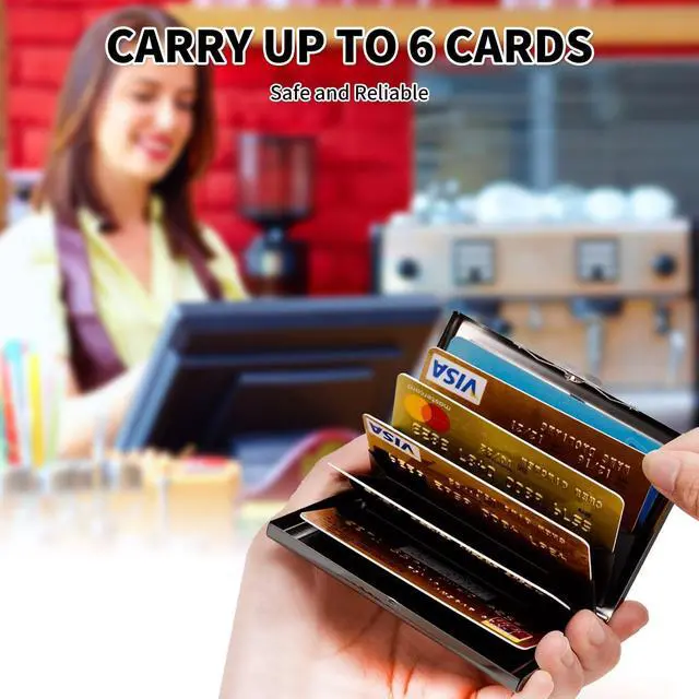 Alt view image 5 of 7 - Business Card Holder Metal Rfid Card Holder Unique Cherry Blossom Trees Pattern Style Design Credit Card Wallet With 6 Card Slots Black Credit Card Holder for Women Men