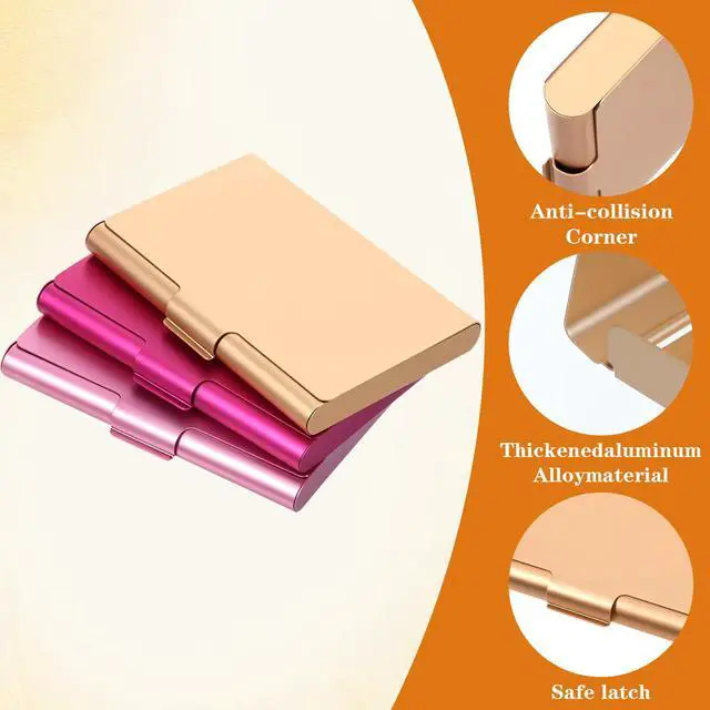 Alt view image 4 of 7 - 3Pcs Metal Business Card Holder Wallet, Credit Card Holder Purse, Business ID Card Organizer Cards Case Portable Business Slim Name Cards Holder for Women and Men Cards Organizer