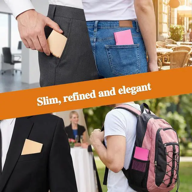 Alt view image 7 of 7 - 3Pcs Metal Business Card Holder Wallet, Credit Card Holder Purse, Business ID Card Organizer Cards Case Portable Business Slim Name Cards Holder for Women and Men Cards Organizer