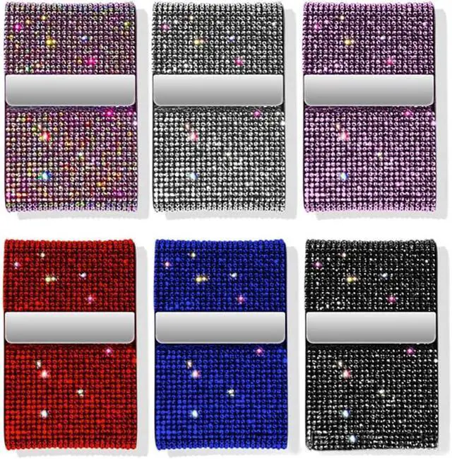 Alt view image 5 of 5 - Bling Diamonds Business Card Holder Case with Magnetic Closure,Glitter Black Rhinestones Metal Credit Card Holder Name Card Storage Box for Girl Women