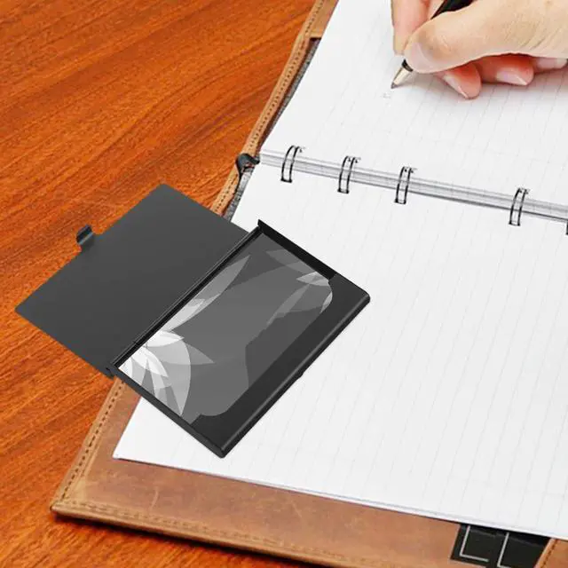 Alt view image 4 of 7 - Rhinestone Business Card Holder Portable Metal Card Organizer Box Compact Cards Storage Case for Office Desk Use and Professional Meetings 3.62X2.28X0.31In
