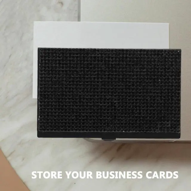 Alt view image 5 of 7 - Rhinestone Business Card Holder Portable Metal Card Organizer Box Compact Cards Storage Case for Office Desk Use and Professional Meetings 3.62X2.28X0.31In