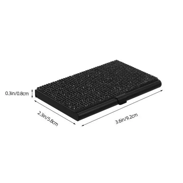 Alt view image 6 of 7 - Rhinestone Business Card Holder Portable Metal Card Organizer Box Compact Cards Storage Case for Office Desk Use and Professional Meetings 3.62X2.28X0.31In