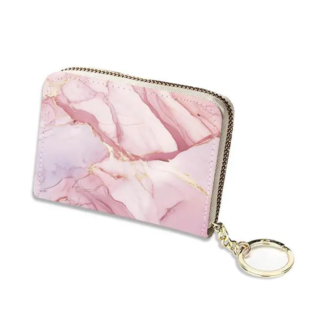 Main image of Credit Card Holder, Stylish RFID-Blocking Women's Slim Wallet Perfect for Business and Everyday Use, Keep Your Belongings Safe and Organized (Pink Marble)
