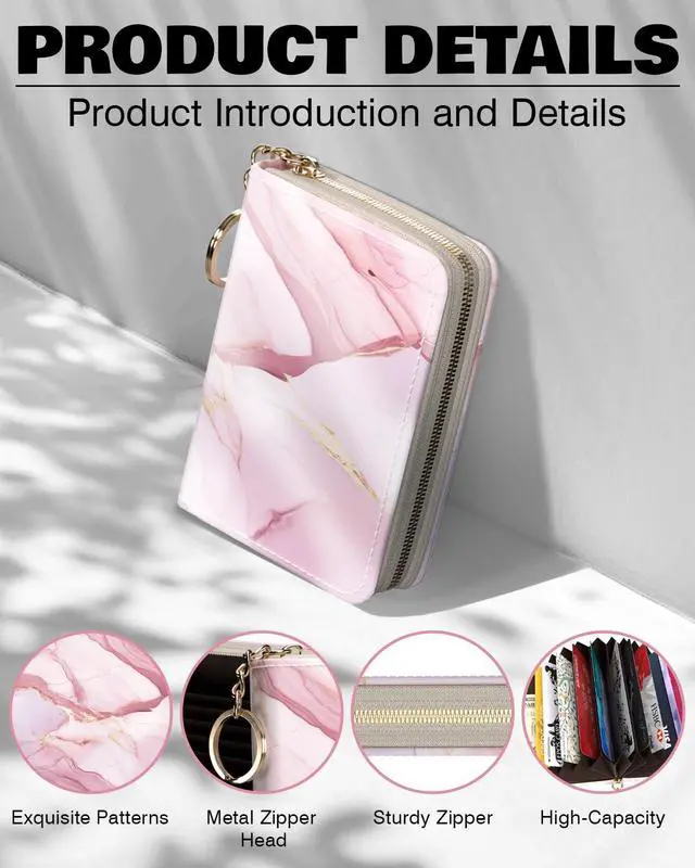 Alt view image 4 of 7 - Credit Card Holder, Stylish RFID-Blocking Women's Slim Wallet Perfect for Business and Everyday Use, Keep Your Belongings Safe and Organized (Pink Marble)
