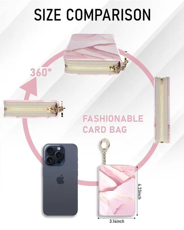 Alt view image 5 of 7 - Credit Card Holder, Stylish RFID-Blocking Women's Slim Wallet Perfect for Business and Everyday Use, Keep Your Belongings Safe and Organized (Pink Marble)