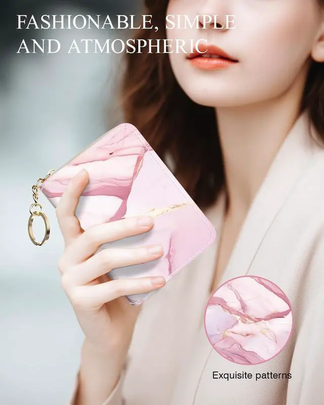 Alt view image 7 of 7 - Credit Card Holder, Stylish RFID-Blocking Women's Slim Wallet Perfect for Business and Everyday Use, Keep Your Belongings Safe and Organized (Pink Marble)