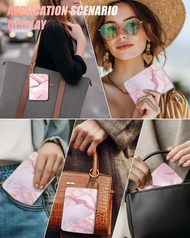 Alt view image 6 of 7 - Credit Card Holder, Stylish RFID-Blocking Women's Slim Wallet Perfect for Business and Everyday Use, Keep Your Belongings Safe and Organized (Pink Marble)