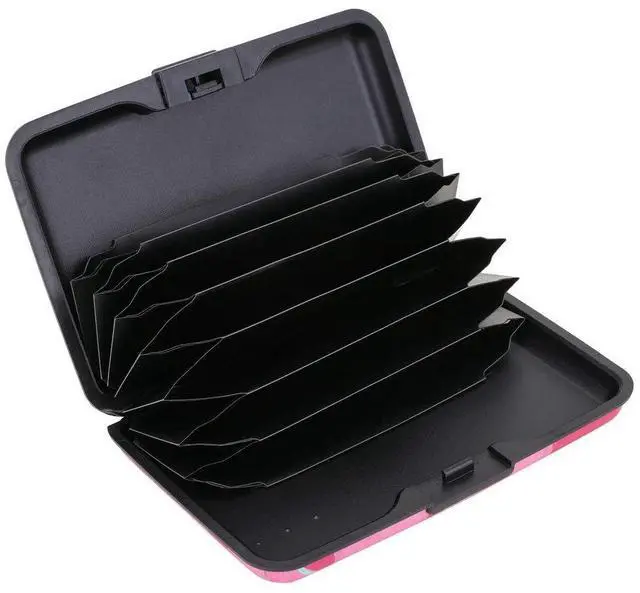 Alt view image 2 of 7 - RFID Blocking Credit Cards Holder Aluminum Wallet Metal ID Case for Men Women (Big pink flower)