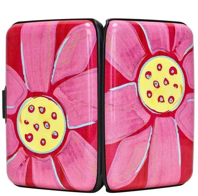 Alt view image 3 of 7 - RFID Blocking Credit Cards Holder Aluminum Wallet Metal ID Case for Men Women (Big pink flower)
