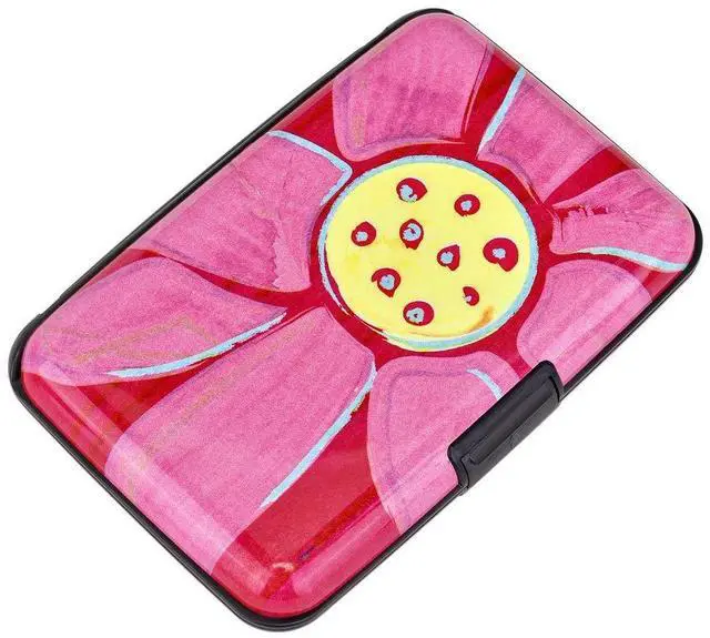Alt view image 4 of 7 - RFID Blocking Credit Cards Holder Aluminum Wallet Metal ID Case for Men Women (Big pink flower)