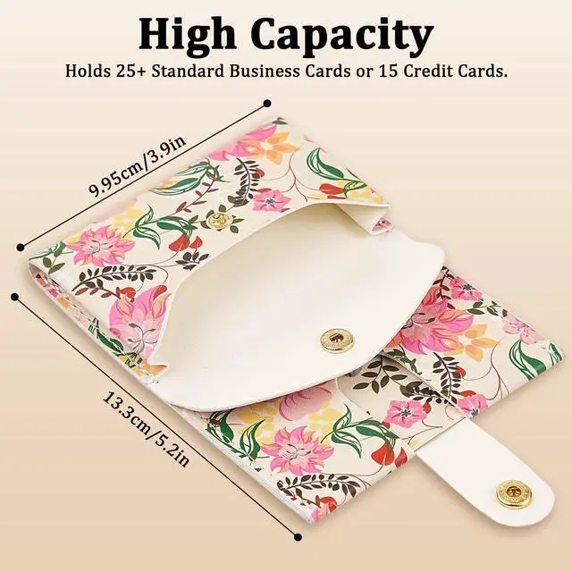 Alt view image 3 of 7 - Credit Card Holder and Business Card Holder with Coin Pocket, Slim Minimalist Leather Wallet with ID Window for Women and Men - Pink Flowers