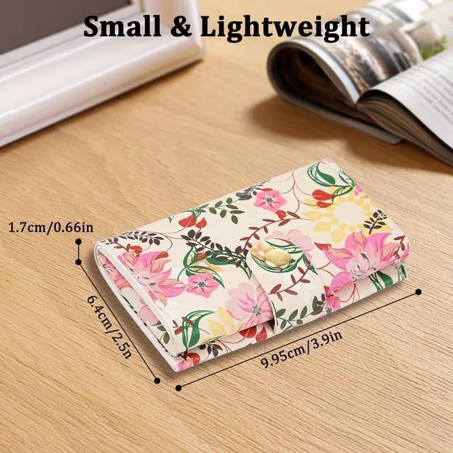 Alt view image 6 of 7 - Credit Card Holder and Business Card Holder with Coin Pocket, Slim Minimalist Leather Wallet with ID Window for Women and Men - Pink Flowers