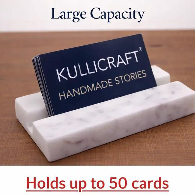 Alt view image 4 of 7 - Business Card Holder for Desk, White Carrara Marble