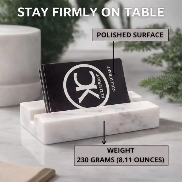 Alt view image 5 of 7 - Business Card Holder for Desk, White Carrara Marble