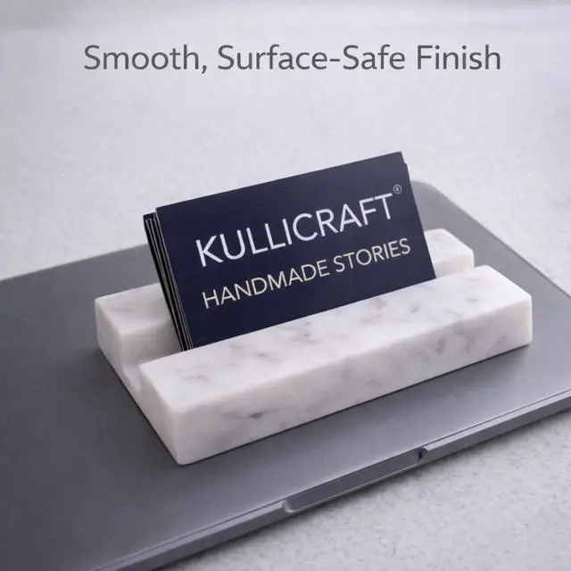 Alt view image 6 of 7 - Business Card Holder for Desk, White Carrara Marble