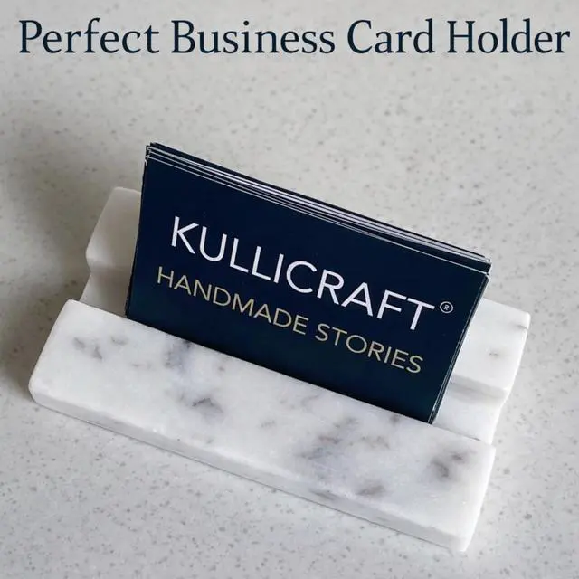 Alt view image 7 of 7 - Business Card Holder for Desk, White Carrara Marble
