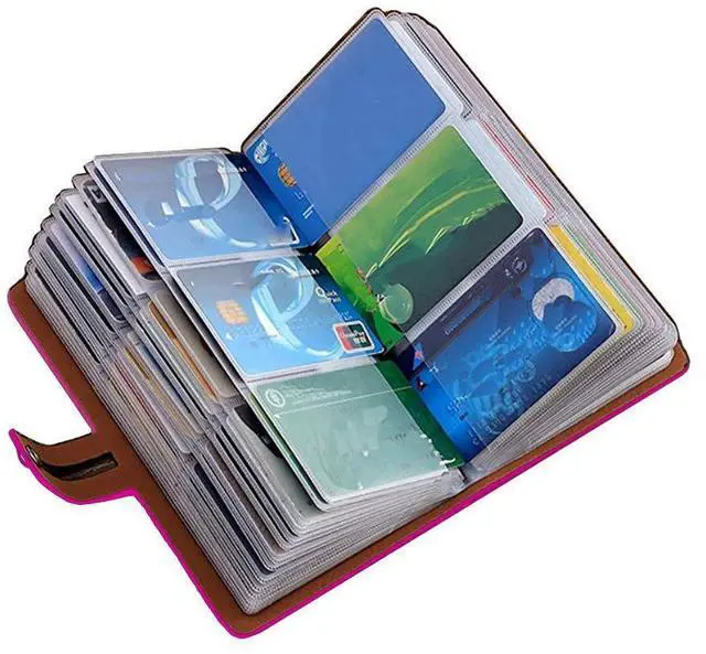 Main image of RFID Credit Card Holder book,Leather Business Card Organizer for Women Men 96 Card Slots (Rose pink)