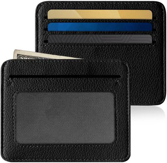 Main image of Credit Card Holder for Women Minimalist Wallet, RFID Blocking Wallets Card Cases, Small Wallets with ID Window for Women Men, Black
