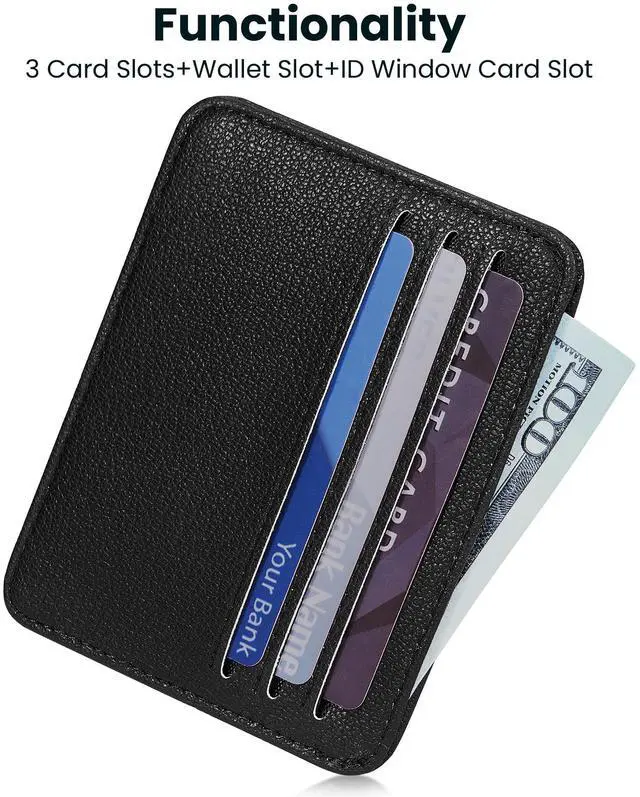 Alt view image 2 of 7 - Credit Card Holder for Women Minimalist Wallet, RFID Blocking Wallets Card Cases, Small Wallets with ID Window for Women Men, Black