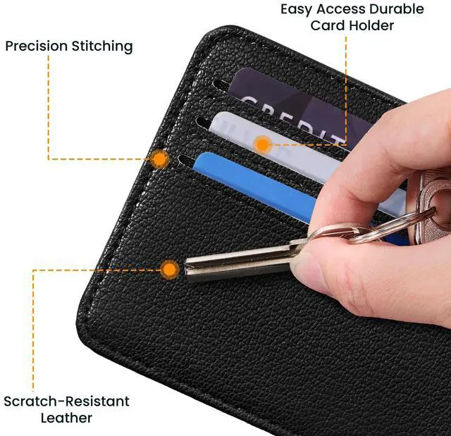 Alt view image 3 of 7 - Credit Card Holder for Women Minimalist Wallet, RFID Blocking Wallets Card Cases, Small Wallets with ID Window for Women Men, Black