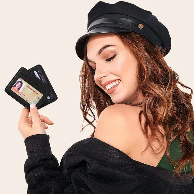 Alt view image 5 of 7 - Credit Card Holder for Women Minimalist Wallet, RFID Blocking Wallets Card Cases, Small Wallets with ID Window for Women Men, Black