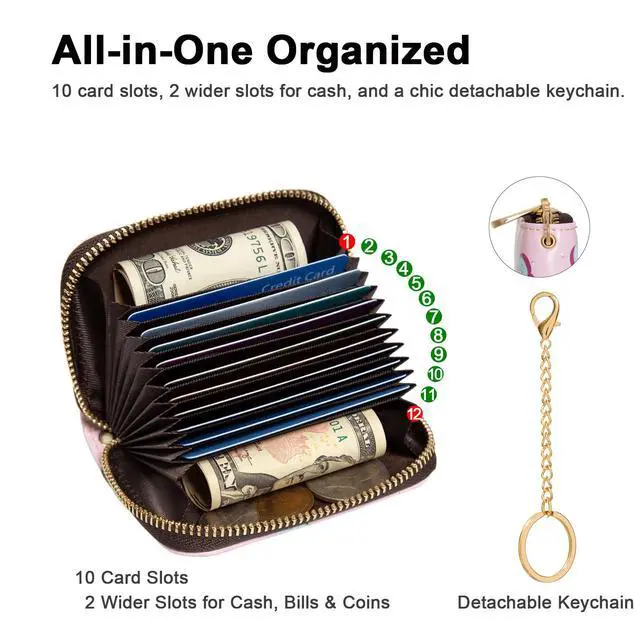 Alt view image 3 of 7 - Credit Card Holder, RFID Blocking Wallet for Women Small Slim Leather Wallets with Keychain Zipper Business Cards Case (Vincent van Gogh Irises)