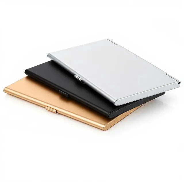 Main image of 3 PCS Business Card Holder Case Aluminum Business Card Case for Women Aluminum Alloy Metal Pocket Cards Cases for Women, Men, Silver, Black, Gold
