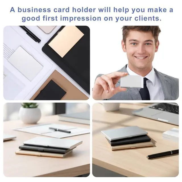 Alt view image 5 of 7 - 3 PCS Business Card Holder Case Aluminum Business Card Case for Women Aluminum Alloy Metal Pocket Cards Cases for Women, Men, Silver, Black, Gold