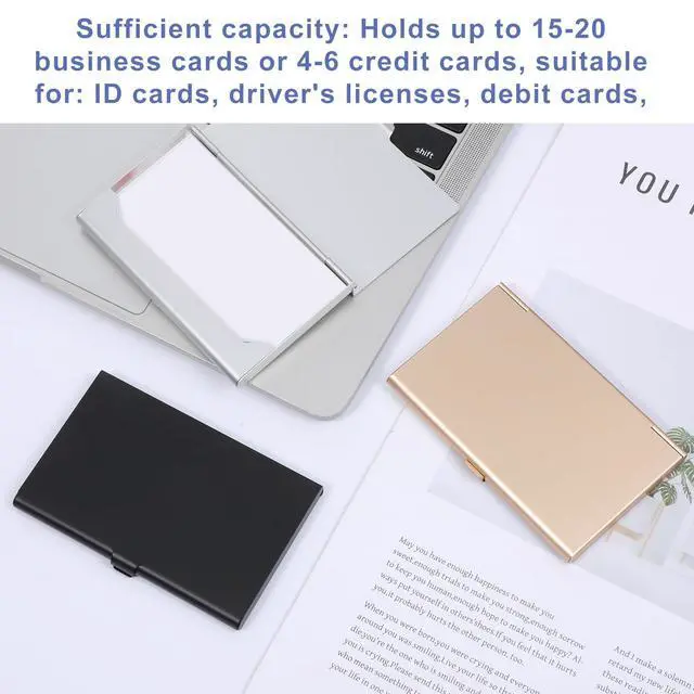 Alt view image 6 of 7 - 3 PCS Business Card Holder Case Aluminum Business Card Case for Women Aluminum Alloy Metal Pocket Cards Cases for Women, Men, Silver, Black, Gold