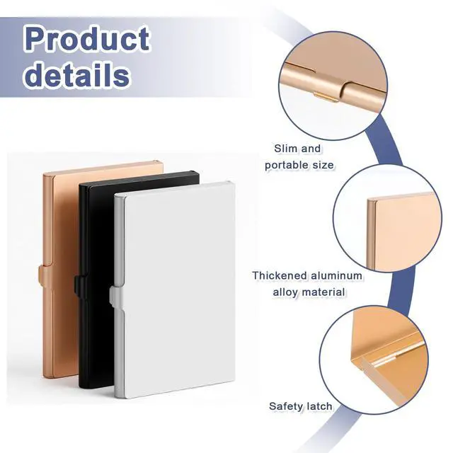 Alt view image 7 of 7 - 3 PCS Business Card Holder Case Aluminum Business Card Case for Women Aluminum Alloy Metal Pocket Cards Cases for Women, Men, Silver, Black, Gold