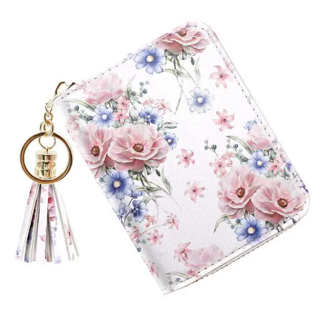 Alt view image 3 of 7 - Women's Card Case RFID Cute Flowers Small Wallet Card Holder, White Floral