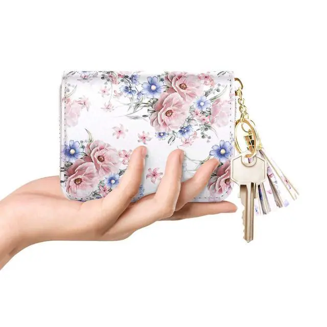 Alt view image 4 of 7 - Women's Card Case RFID Cute Flowers Small Wallet Card Holder, White Floral