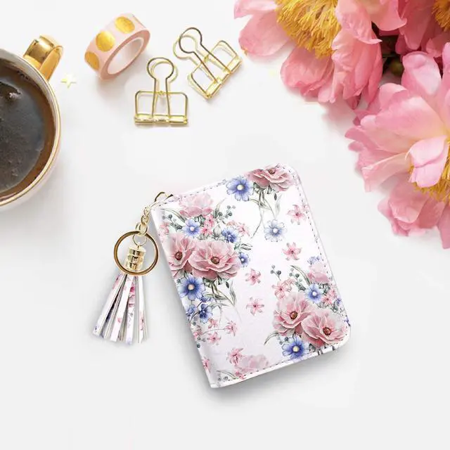 Alt view image 6 of 7 - Women's Card Case RFID Cute Flowers Small Wallet Card Holder, White Floral