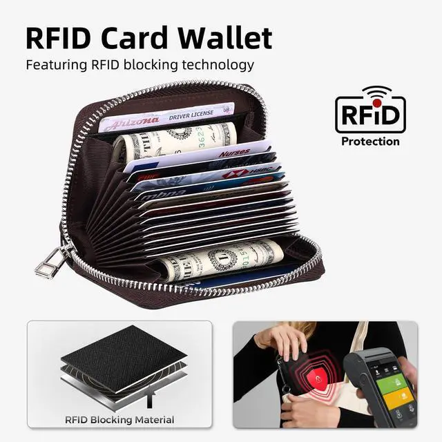 Alt view image 3 of 7 - Credit Card Wallet Women,Zipper Business Card Holder for Women,RFID Blocking,KeyChain Wallet,Compact Size for Daily life,Gifts for women mon