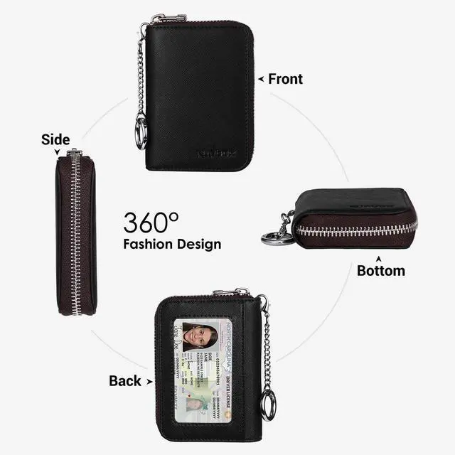 Alt view image 5 of 7 - Credit Card Wallet Women,Zipper Business Card Holder for Women,RFID Blocking,KeyChain Wallet,Compact Size for Daily life,Gifts for women mon