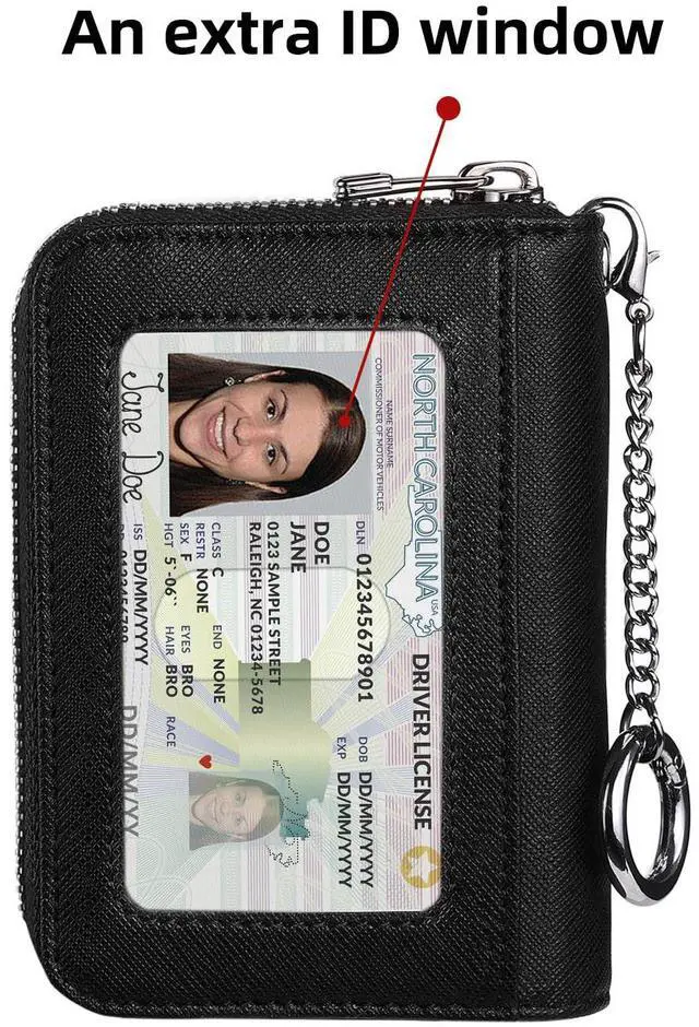 Alt view image 6 of 7 - Credit Card Wallet Women,Zipper Business Card Holder for Women,RFID Blocking,KeyChain Wallet,Compact Size for Daily life,Gifts for women mon