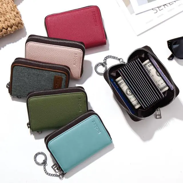 Alt view image 7 of 7 - Credit Card Wallet Women,Zipper Business Card Holder for Women,RFID Blocking,KeyChain Wallet,Compact Size for Daily life,Gifts for women mon