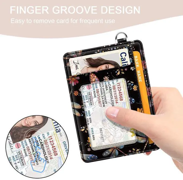 Alt view image 6 of 7 - Slim Credit Card Holder Wallet Women Thin Minimalist Card Organizer Case Cute Small ID Window Girl Ladies Womens Wallets, Dragonfly