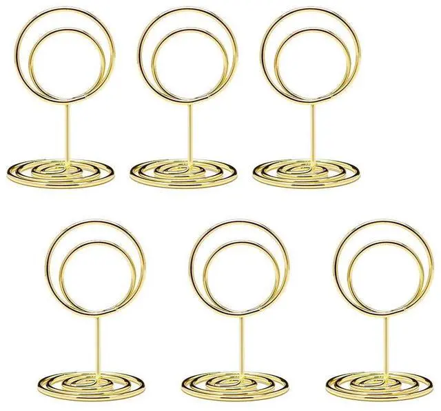 Main image of 20pcs Mini Place Card Holders, Cute Table Number Holders, Small Size Table Card Holder Tables Number Stands, Wire Photo Picture Menu Clips for Wedding centerpieces, Anniversary Party (Gold)