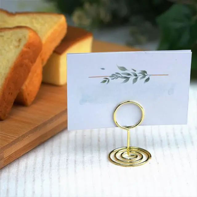 Alt view image 2 of 7 - 20pcs Mini Place Card Holders, Cute Table Number Holders, Small Size Table Card Holder Tables Number Stands, Wire Photo Picture Menu Clips for Wedding centerpieces, Anniversary Party (Gold)